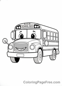 Bus coloring page - School bus front view