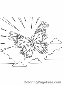 Butterfly coloring page - Butterfly in flight
