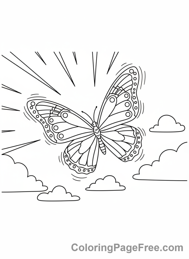 Butterfly coloring page - Butterfly in flight