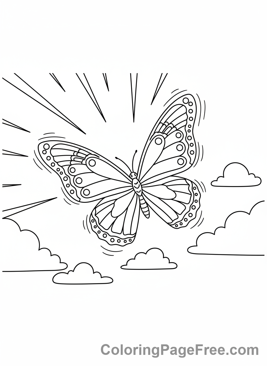 Butterfly coloring page - Butterfly in flight