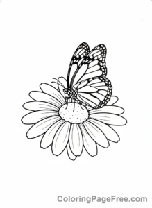 Butterfly coloring page - Butterfly on flower