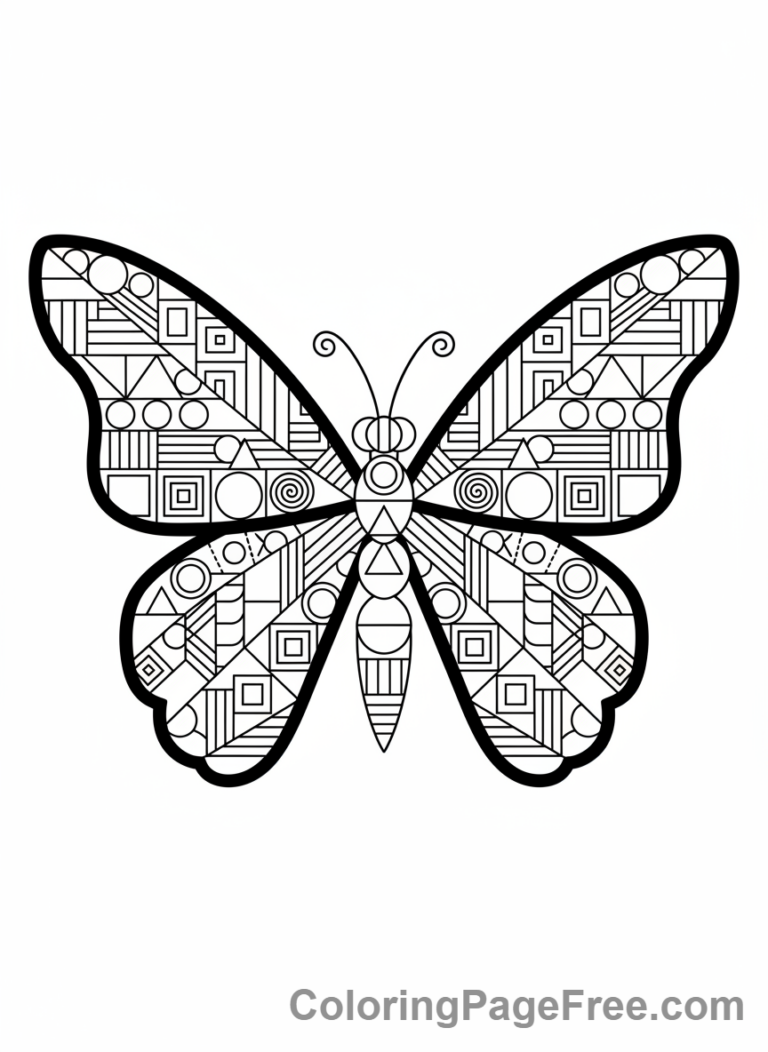Butterfly coloring page - Geometric butterfly art