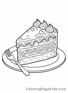 Cake coloring page - Cake slice close-up