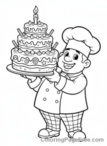 Cake coloring page - Chef proud cake