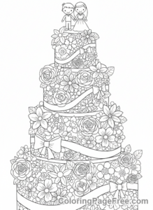 Cake coloring page - Wedding cake details