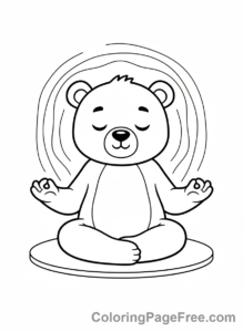 Calming coloring page - Bear meditating
