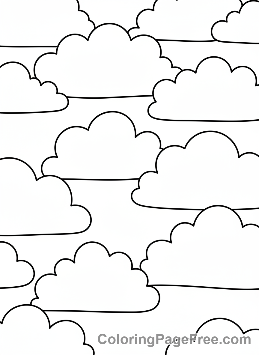 Calming coloring page - Fluffy clouds pattern