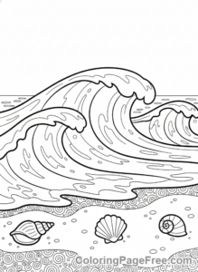 Calming coloring page - Gentle ocean waves