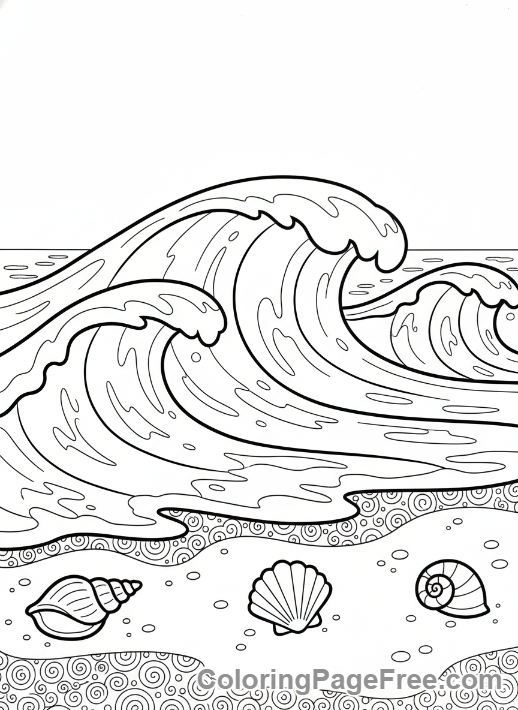 Calming coloring page - Gentle ocean waves