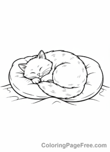 Calming coloring page - Sleeping cat close-up
