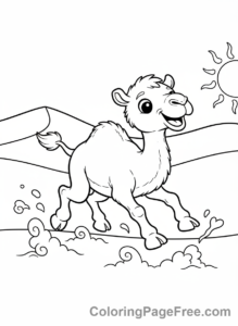 Camel coloring page - Baby Camel Running