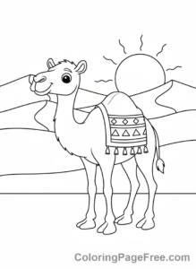 Camel coloring page - Camel Desert Standing