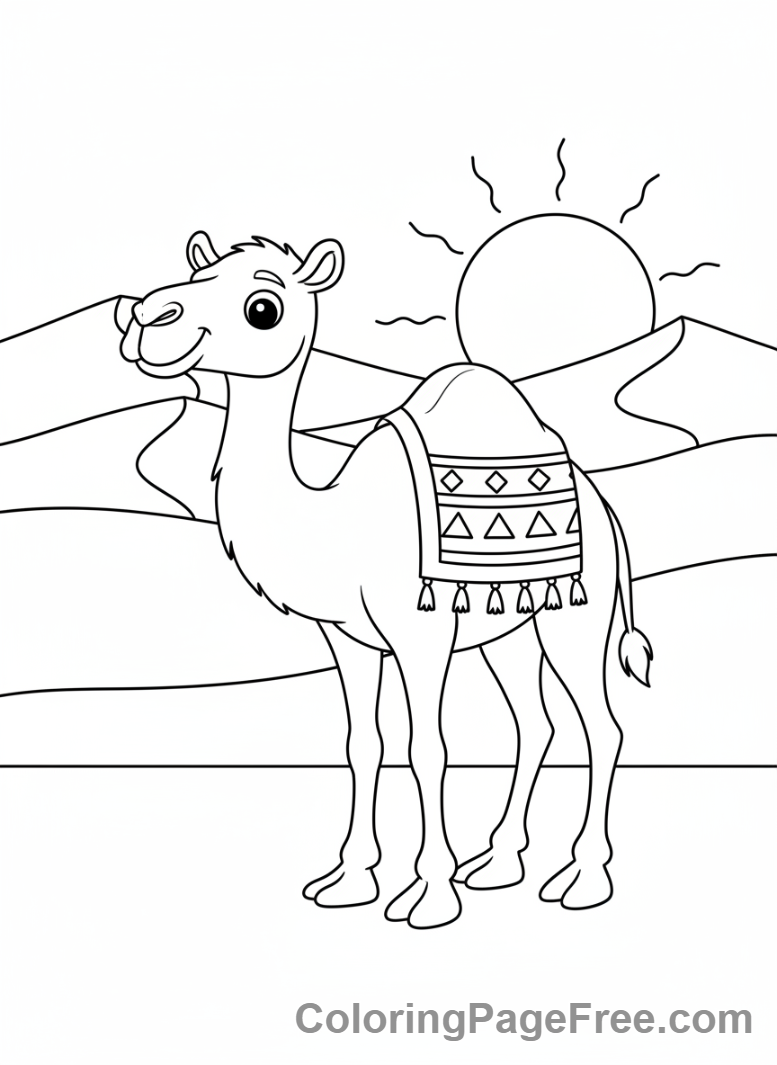 Camel coloring page - Camel Desert Standing