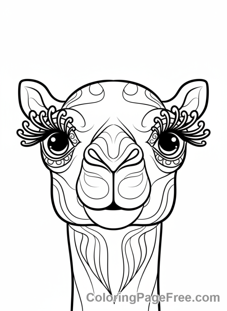 Camel coloring page - Camel Eyelashes Close