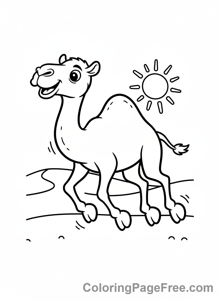 Camel coloring page - Camel Playful Jump