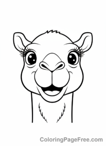 Camel coloring page - Happy Camel Face