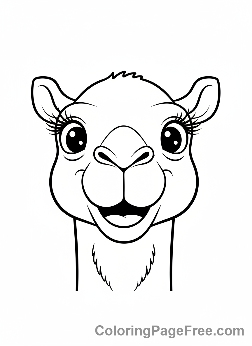 Camel coloring page - Happy Camel Face