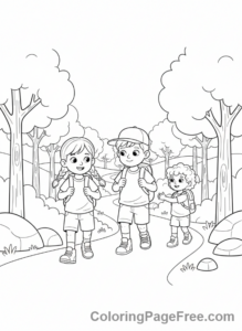 Camping coloring page - Hiking Backpacks Trail
