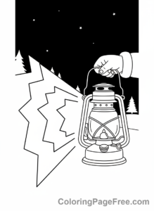 Camping coloring page - Lantern Light Close