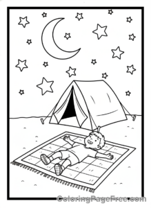 Camping coloring page - Stargazing Night Sky