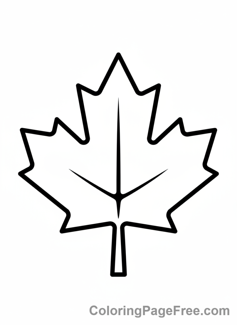 Canadian Flag coloring page - Maple leaf close-up