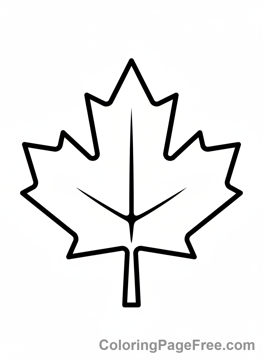 Canadian Flag coloring page - Maple leaf close-up