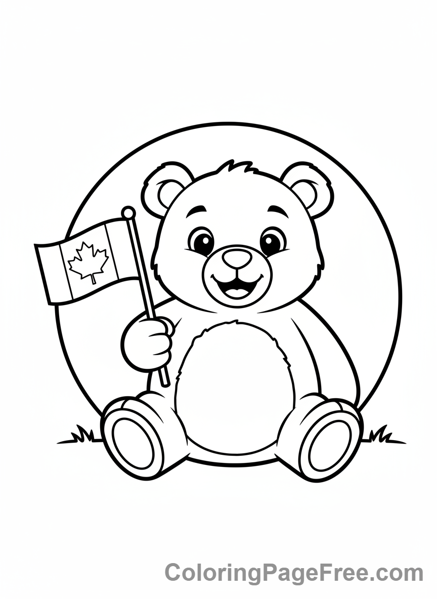 Canadian Flag coloring page - Teddy bear flag