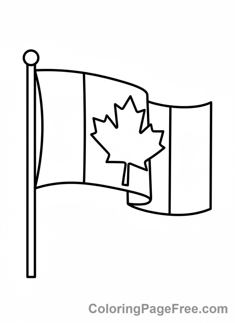 Canadian Flag coloring page - Waving Canadian Flag