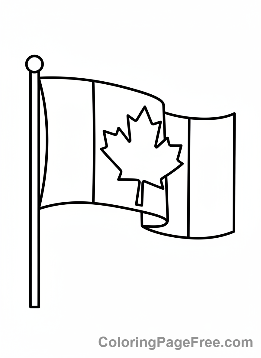 Canadian Flag coloring page - Waving Canadian Flag