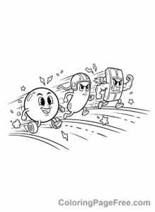 Candy coloring page - Candies racing track