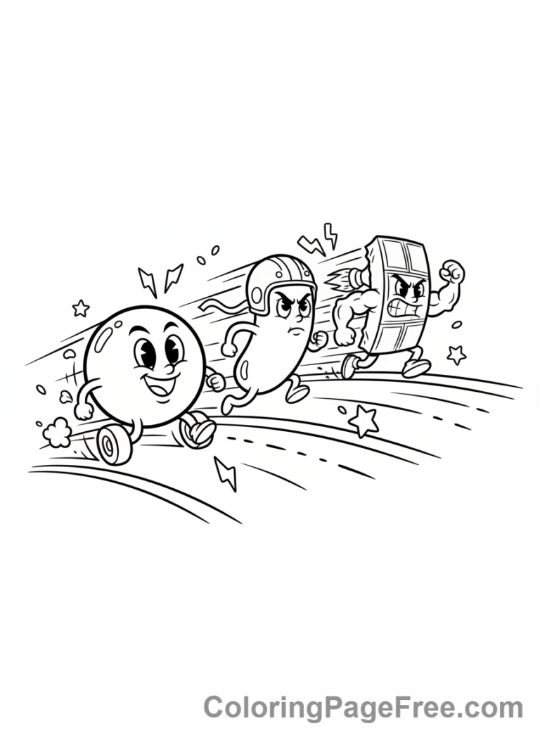Candy coloring page - Candies racing track