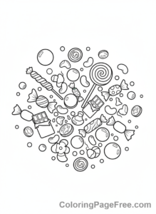 Candy coloring page - Candy explosion falling