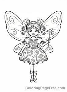 Candy coloring page - Candy fairy girl