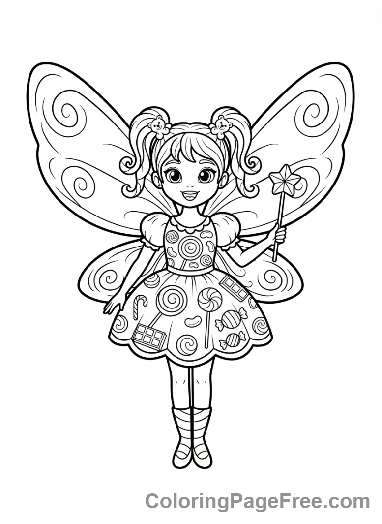 Candy coloring page - Candy fairy girl