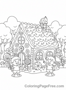 Candy coloring page - Candy house kids