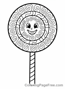 Candy coloring page - Giant lollipop close-up