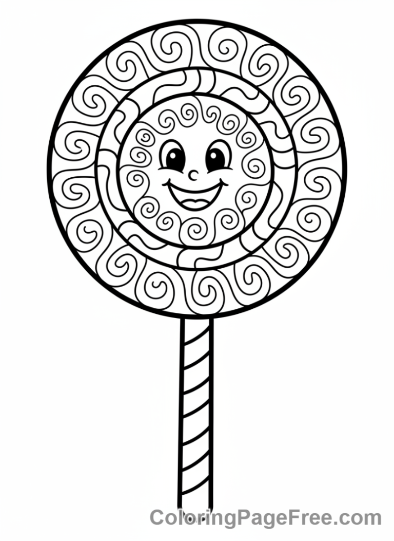 Candy coloring page - Giant lollipop close-up
