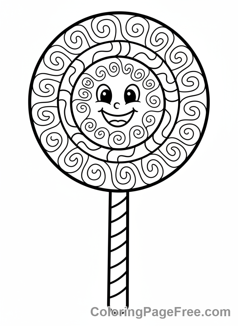 Candy coloring page - Giant lollipop close-up