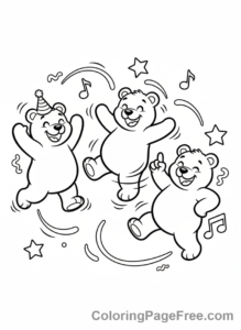 Candy coloring page - Gummy bears dancing