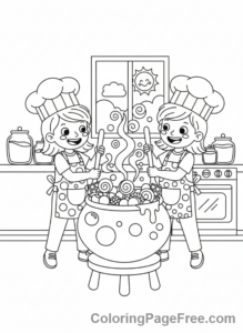 Candy coloring page - Kids making candy