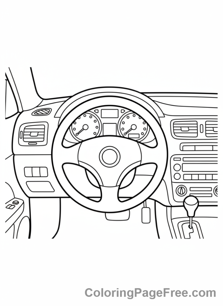 Cars coloring page - Car Dashboard Interior