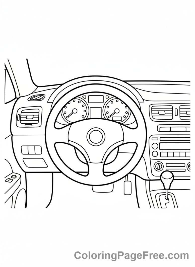 Cars coloring page - Car Dashboard Interior