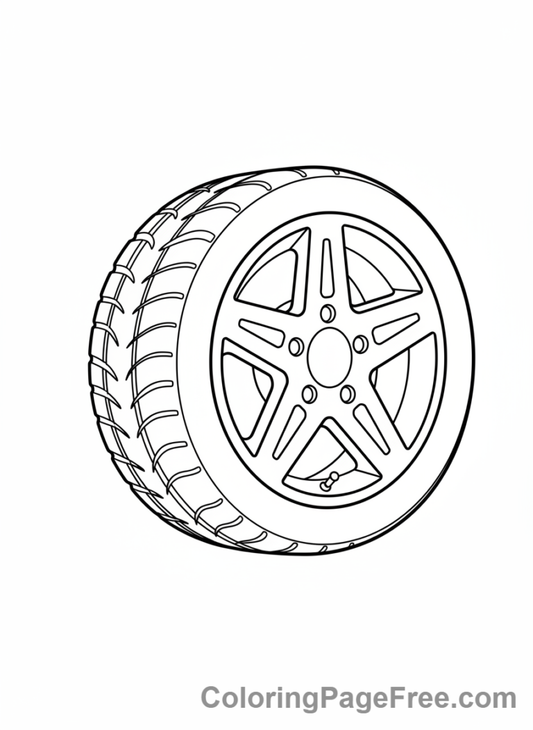 Cars coloring page - Car Wheel Close-up