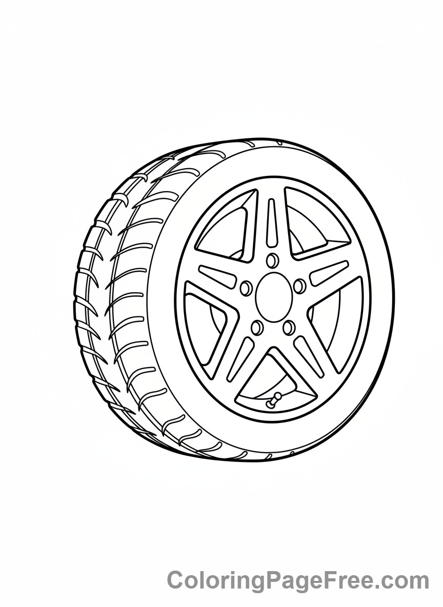 Cars coloring page - Car Wheel Close-up