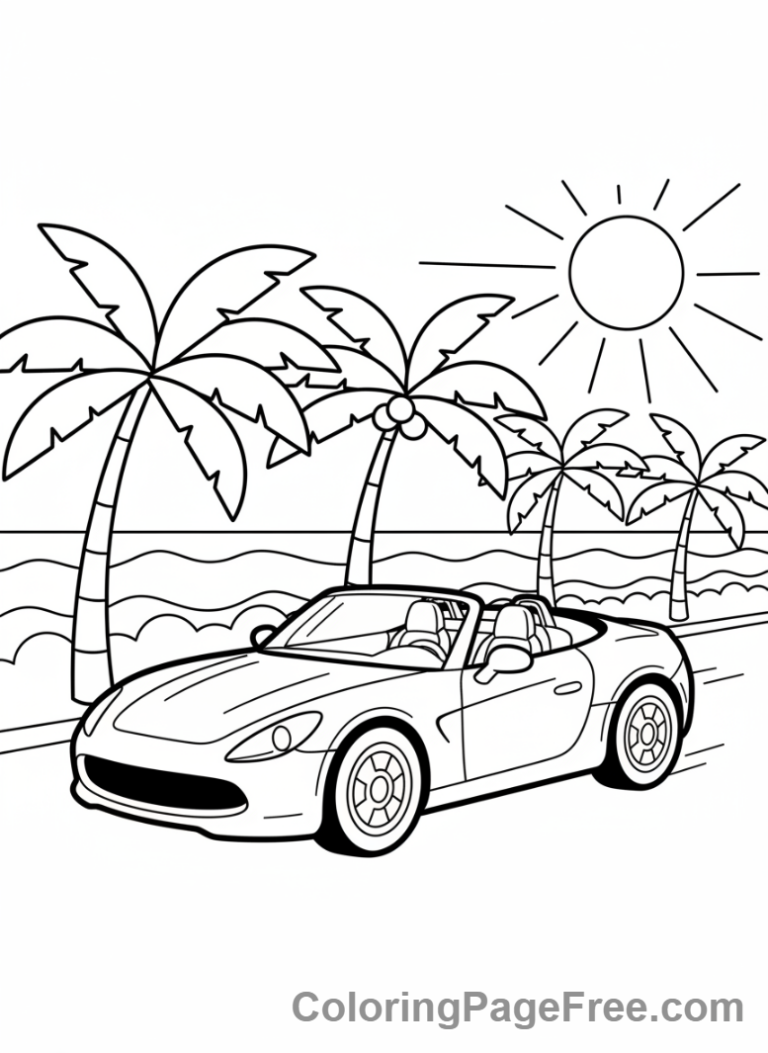 Cars coloring page - Convertible Beach Drive