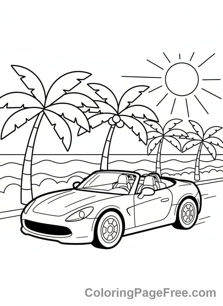 Cars coloring page - Convertible Beach Drive