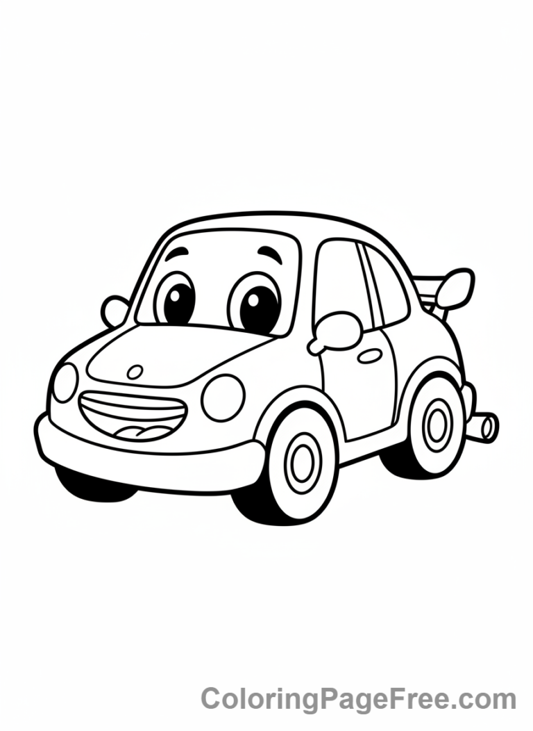 Cars coloring page - Cute Cartoon Car