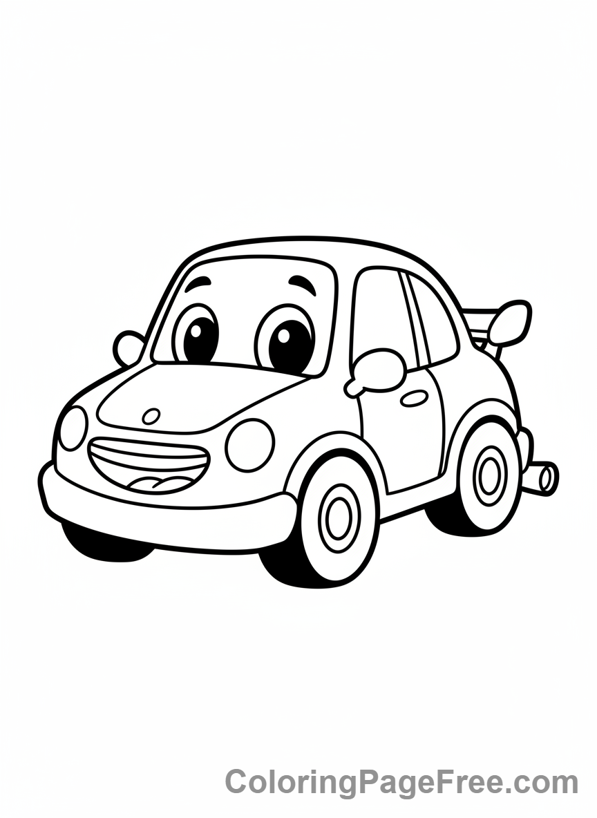 Cars coloring page - Cute Cartoon Car