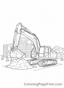 Cars coloring page - Excavator Digging Action