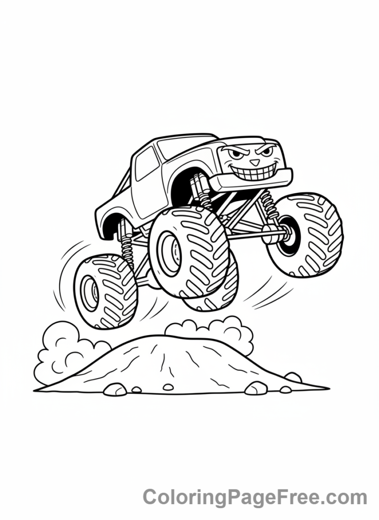 Cars coloring page - Monster Truck Jumping